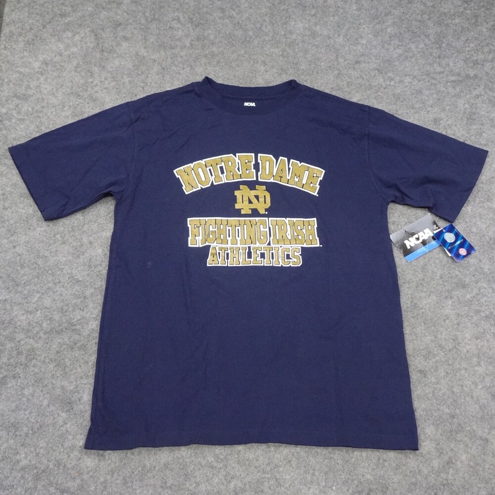 Vintage Notre Dame T Shirt Mens Medium NCAA Blue Short Sleeve Original Tags